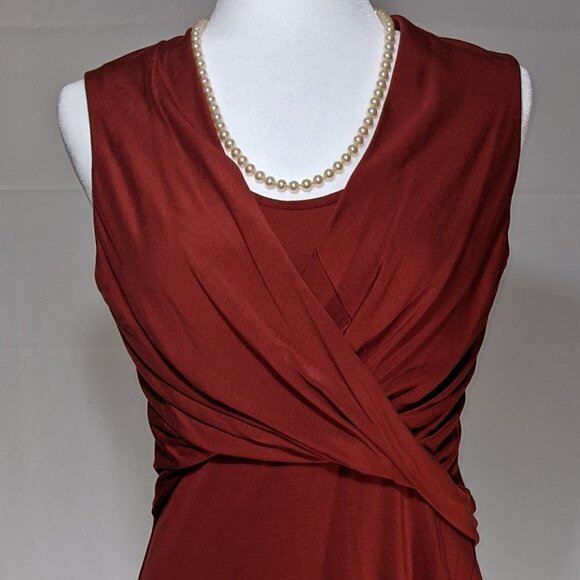 White House Black Market Dresses & Skirts - S WHBM Sleeveless Faux Wrap Burnt Orange Perfect Dress NWT